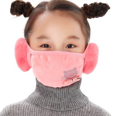 China Pollution Prevention Children's Masks And Earmuffs Two In One New Cartoon Earmuffs In Winter Thickened Dust Proof Hot And Cold Proof for sale