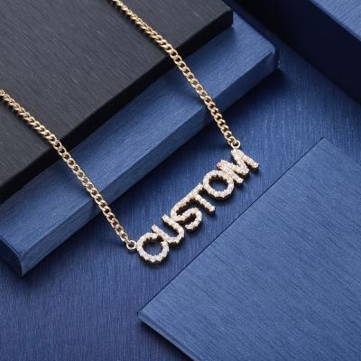 China Custom Manufacturer Customized Fashion Name Titanium Steel Necklace with Diamond and Stainless Steel Name Letter Necklace for sale