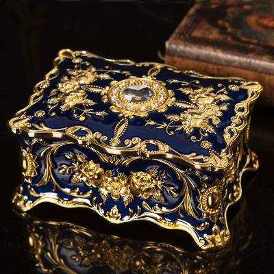 China Luxury Enamel Color Gutta Percha Home Decoration Wedding Gift Storage Ring Earrings European Zinc Alloy Jewelry Box for sale