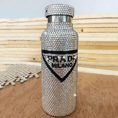 China PORTABLE Free Shipping Luxury Women Girl Gift Rhinestone Stainless Steel Water Bottle Vacuum Flask Mug for sale