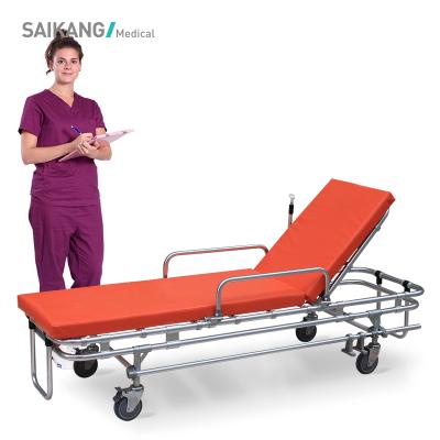 China Modern SKB039(A) Factory Stainless Steel Adjustable Hospital Patient Transport Emergency Ambulance Stretcher Trolley for sale