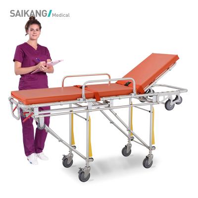 China Modern SKB039(C) Multifunctional Factory Metal Adjust Foldable Medical Manual Ambulance Emergency Stretcher Trolley Patient Supplier for sale