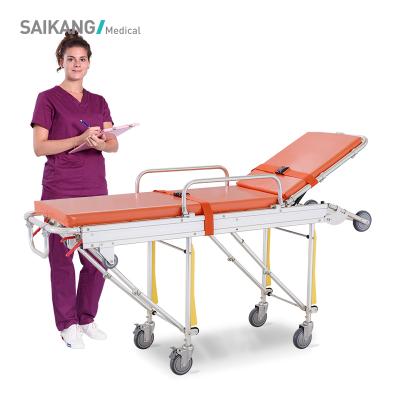 China Modern SKB039(D) Portable Metal Multifunctional Foldable Medical Manual Ambulance Emergency Stretcher Trolley Patient Manufacturers for sale