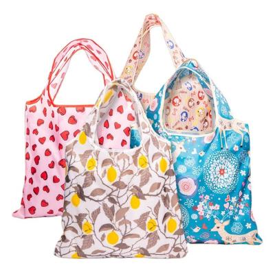 China Reusable Custom Eco Recycle Grocery Shopping Bag Nylon Collapsible Foldable Polyester Reusable Folding Shopping Bag for sale