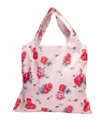 China Supermarket Eco-friendly Large Grocery Polyester Reusable Reusable Portable Foldable Shopping Bag With Pocket for sale