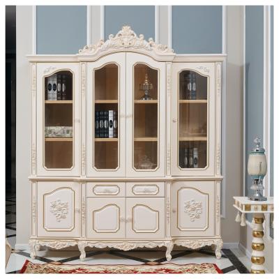 China Italian Style Luxury Factory In Stock Furniture European Style Antique Shelf White Bookcases With Sliding Glass Doors BOOKCASE Home Furniture for sale