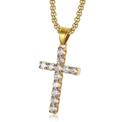 China Hot Sale Christian Freedom Cute Gifts Religion Jewelry Gold Color Bling Cross Necklace for sale