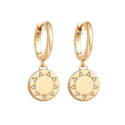 China FASHIONABLE popular circle earrings sun pattern supplier factory new product big round coin earring for sale