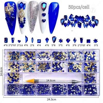 China 3d Nail Art DIY Decoration Bestselling Rhinestones Kit Multi Shape Glass Diamonds Crystals For Nails for sale