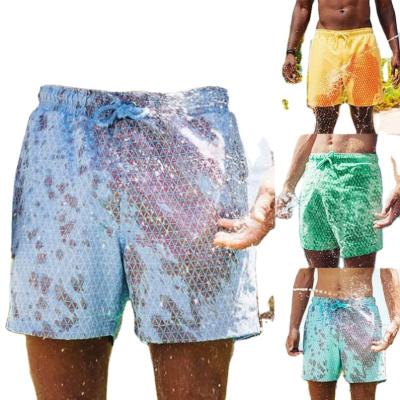 China Plus Size Men Color Changing Shorts Men Swimming Shorts Mens Beach Swim Shorts Male Briefs Bathing Pants for sale