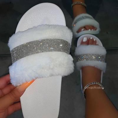 China Fashion Trend Wholesale Design Flat Shoes For Women High Quality Faux Fur Slippers For Ladies Shoe Sandal for sale