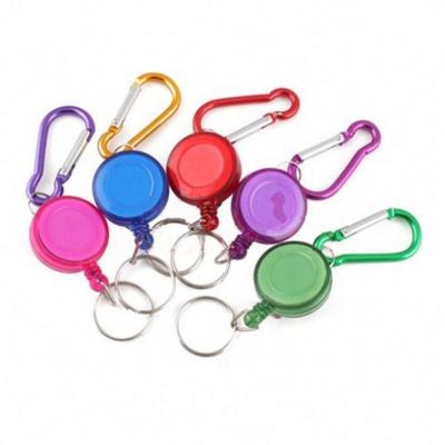 China Desktop Plastic Yoyo Pull Reel Retractable Keychain Badge Reel With Carabiner Hook for sale