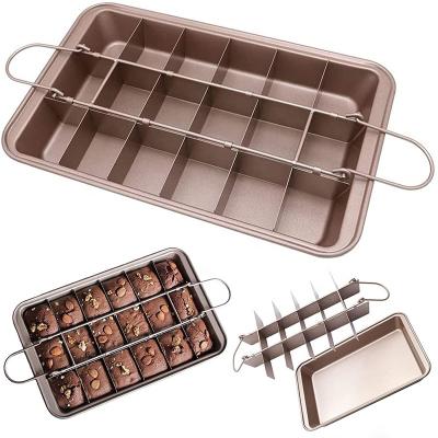 China Sustainable Suppliers Amazon Brownie Baking Tray Carbon Steel Thickened Movable Bottom Chocolate Brownie Baking Solid Bottom Pan for sale