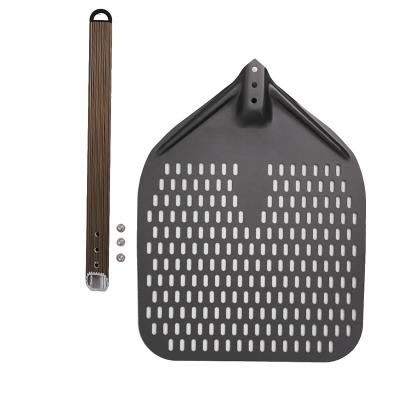 China Viable Rectangular Perforated Pizza Paddle Shovel Aluminum Pizza Peel Tool For Baking for sale