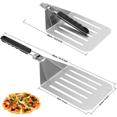 China Sustainable Large Metal Pizza Peel Turning Paddle With Rubber Folding Handle for sale