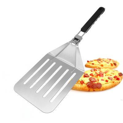 China Food Grade Sustainable Large Size Custom Pizza Peel Peel Stainless Steel Pizza Spatula With Folding TPR Handle for sale