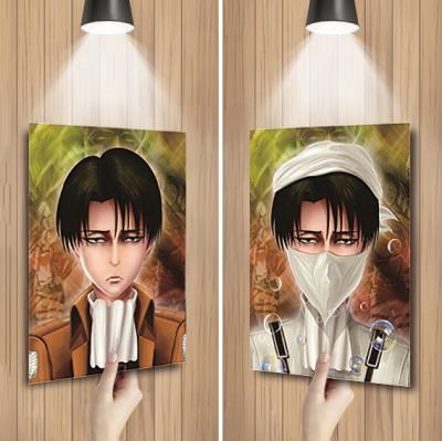 China Eco Friendly LEVI Attack on Titan 3D Print Anime Poster Lenticular Wall Painting Customize 3D Print Painting Wall Art 3Dwallpaper for sale