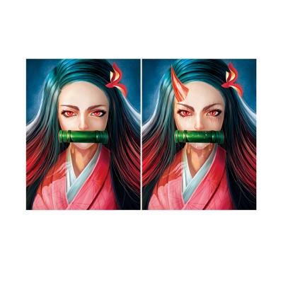 China Demon Slayer 3D Anime Posters Wall Stickers 3D Triple Transition Poster Sofa Background Eco Friendly Decor for sale