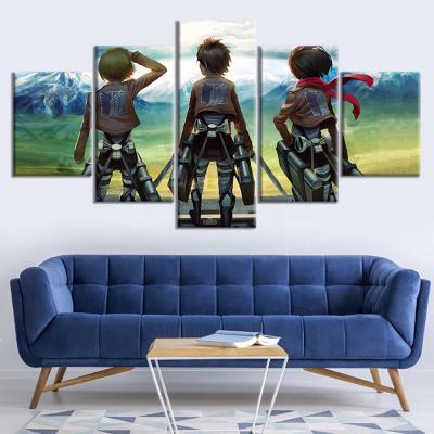 China Waterproof+ECO-Friendly 5pcs HD Attack On Titan Poster Armin Eren Manga Hero Printing Canvas Wall Art Children Room Decor Anime Decor for sale