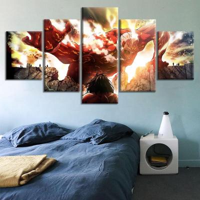 China Waterproof+ECO-Friendly Animation HD Art Pictures Attack On Titan Canvas Wall Painting Home Decor No Framed Canvas Painting Titan Colossal Poster for sale