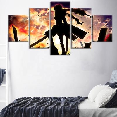 China Waterproof+ECO-Friendly 5pcs Mikasa Attack on Titan Anime Poster Room Decor Cartoon Wall Sticker Girl Bedroom Decoration Aesthetic Oil Painting for sale