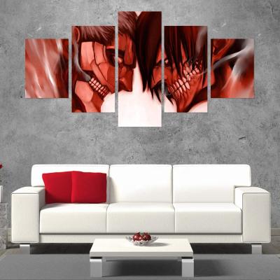 China Waterproof+ECO-Friendly HD 5pcs Anime Poster Attack on Titan Cartoon Wall Sticker Vintage Room Decor Poster Animados Wall Art Oil Painting for sale