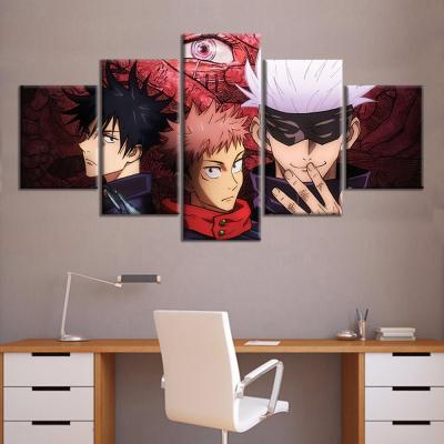 China Waterproof+ECO-Friendly 5pcs Anime Jujutsu Kaisen Poster Animation Wall Art Satoru Gojo Wallpaper Canvas Wall Stickers for sale