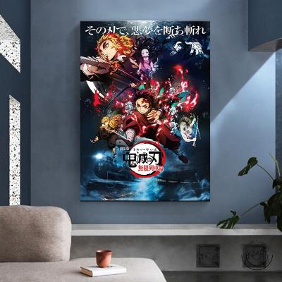 China Waterproof+ECO-Friendly Demon Slayer Kimetsu No Yaiba Mugen Ressha Hen Animated Movie Poster Canvas Paintings Art For Living Room Wall Deco for sale