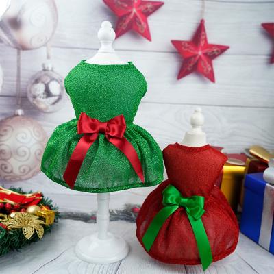 China Simple Viable Fashion Gypsophila Skirt Pet Dressing Accessories Christmas Pet Clothing With Bow Decoration for sale