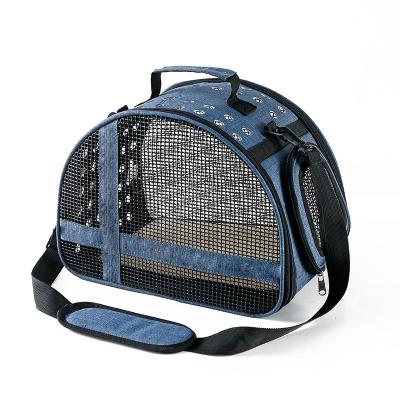 China Modern Custom Made Bag Mesh Breathable Shoulder Portable Outdoor Cat Dog Pet Bags Logo Packet Canvas Carrying Pet Travel for sale