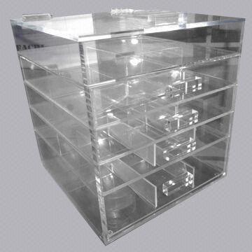 China Klares Acryl/Plexiglaskosmetik/Make-upfachorganisator mit Deckel, Lucitefachkasten zu verkaufen