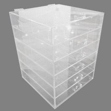 China Clear acrylic makeup/cosmetic drawer organizer with lid, measures 12x12x15 inch for sale