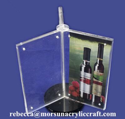 China Rotatable Acrylic Magnetic Menu Holder 3 Side Plexiglass Post Holder for sale