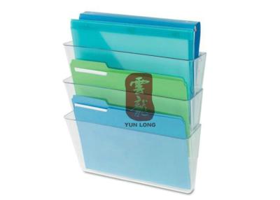 China Office Desk Organizer Transparent Acrylic Display Stands With 3 Pocket for sale