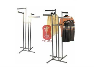 China Mobile Metal Tube Portable Clothes Display Racks With Four Arms for sale