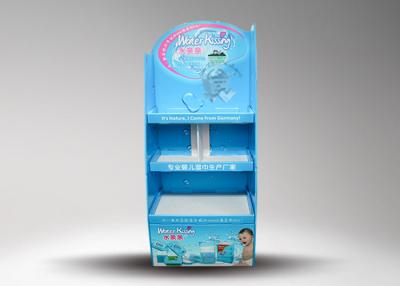 China Water Proof Blue Cardboard Display Racks with Three Layers for Wet Wipes for sale