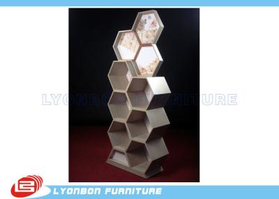 China Showroom Cosmetics Exquisite MDF Wooden Display Stands Customize With Special Shape for sale