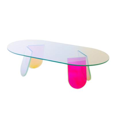 China Minimalist Shape Sofa Partner Oval Acrylic Tea And Coffee Table for sale