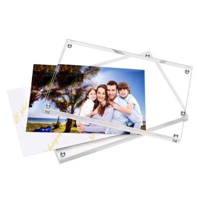 China Factory Custom Cheap Transparent Acrylic Magnetic Block Photo Frames Square Acrylic Photo Frame for sale