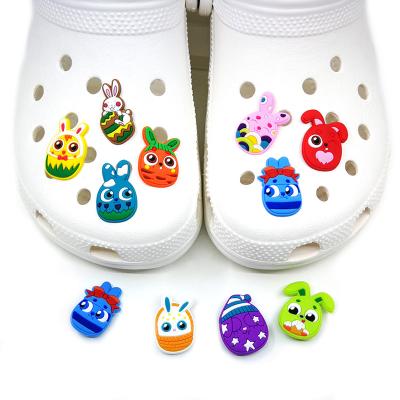 China Wholesale Custom New Design Shoe Buckle PVC Shoe Accessories Cartoon Easter Shoe Charm Fit Sandals Bracelets Happy Buckle Decorations for sale