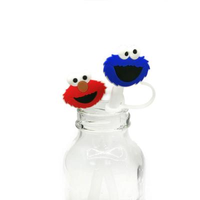 China Contemporary Straw Cover Sesame Street Silicone Straw Covers Splash Proof Dust Cover Drinking Suit For 7mm-8mm Straw Toppers Fit Glass Cup for sale