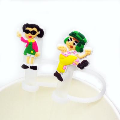 China Universal Straw Plug Splash Proof Drinking Silicone Straw EL CHAVO Cartoon Cover Straw Cover Universal Fit Cup Accessories for sale