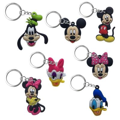 China Hot 2D Anime Figure Key Holders Fit Children Keychains Mickey Minnie Donald Duck Daisy Cartoon Character Soft Rubber Clumsy Keyring for sale