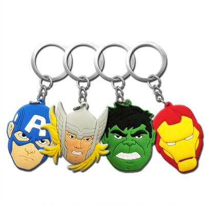 China 2D PVC Key Chain Avengers Figure Cartoon Hero Keyrings Soft Fit Holder Men Kids Men Keys Decoration Custom Rubber Movies Rubber Soft Series for sale