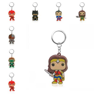 China Custom Rubber Soft Hero Series Figure Keychain Justice League Cartoon Key Chain PVC Key Holder Fit Men Women Car Keys Bag Accessories for sale