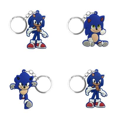 China 2D Anime Character Key Ring Fashion Cartoon Figure Key Chain Sonic Key Bag Keys Accessory Boy Kids Sonic Fit Accessory PVC Soft Rubber Key Holder for sale