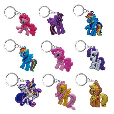 China Hot Small Cartoon Horse Key Chain Soft PVC Rubber Key Holder Fit Women Bag Men Car Key Pendants Wholesale Custom Keychains for sale