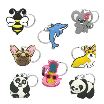 China Custom High Quality Rubber Keychains Cartoon Rubber Keychains Animal Fit Key Chain Kids Toy Key Chain Series Keychain Panda Dolphin Koala Dolphin for sale