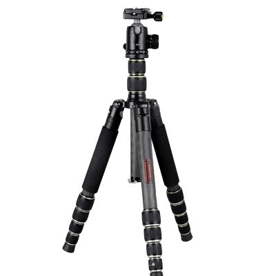 China PORTABLE suitable for all digital cameras, professional photography carbon fiber telescopic tripod with quick release plate and ball head for sale