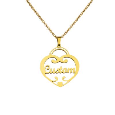 China FASHIONABLE border sales creative custom shape of lock jewelry stainless steel love lock shape name custom necklace for sale